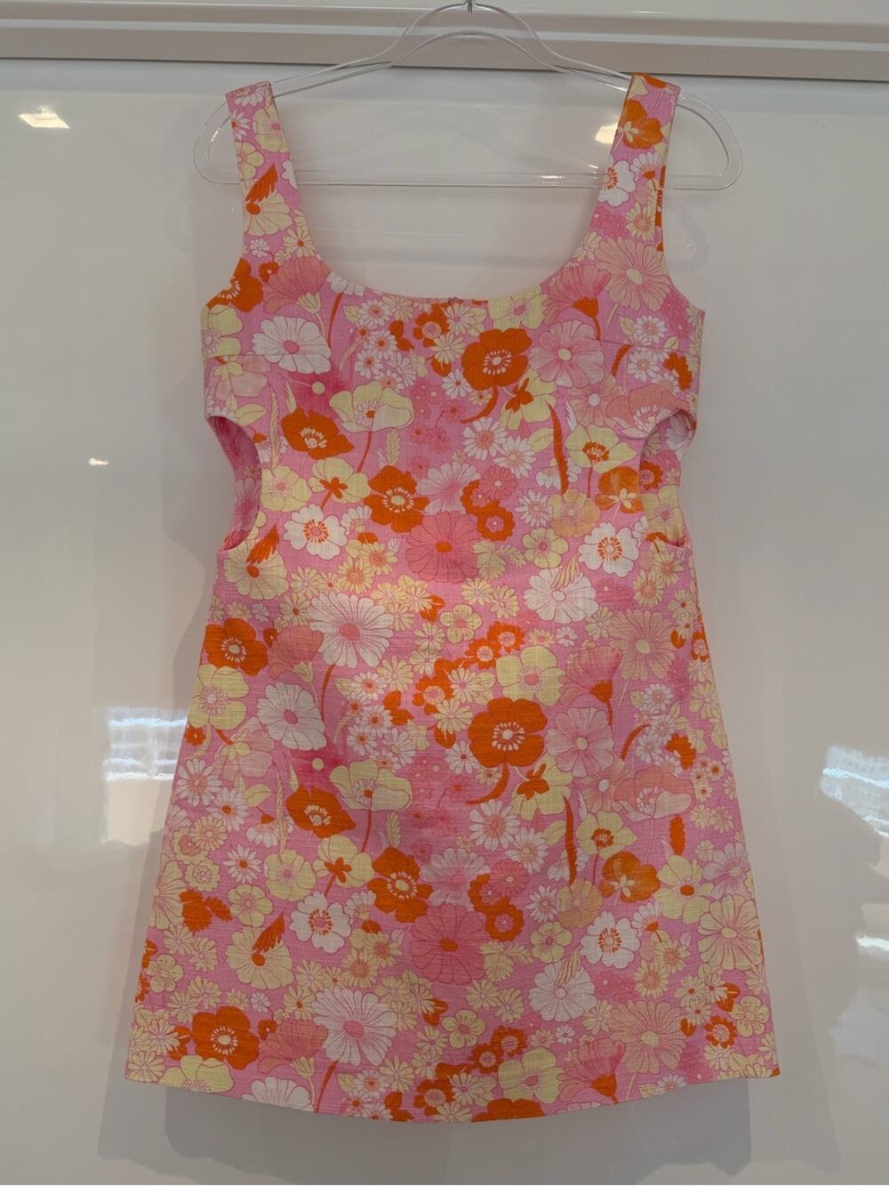 Maje Pink and Orange Floral Tank Dress